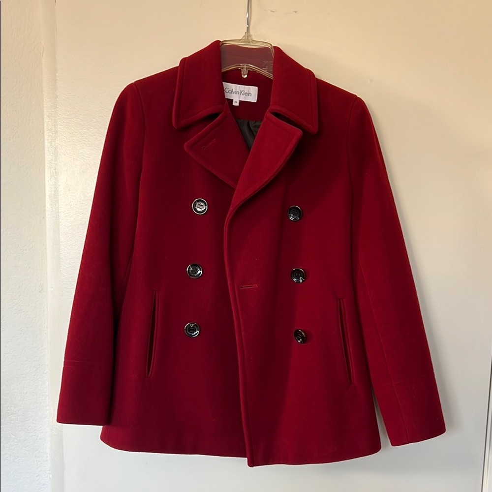 Calvin Klein Scarlet Double-Breasted Coat